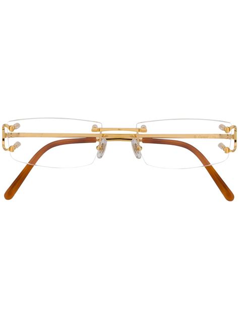 cartier eyewear rectangular frame glasses|cartier rectangular rimless glasses.